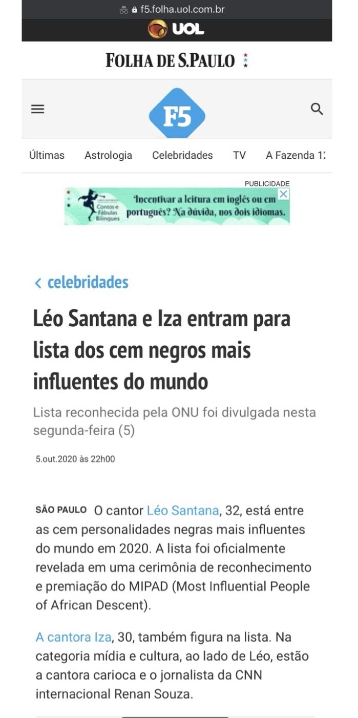 Print de matéria de imprensa sobre Renan de Souza