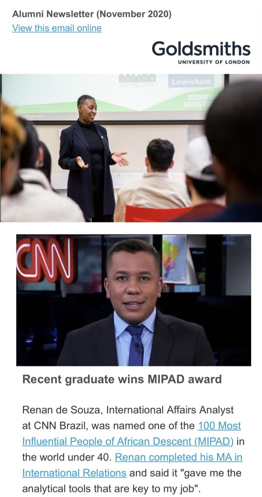 Print de matéria de imprensa sobre Renan de Souza