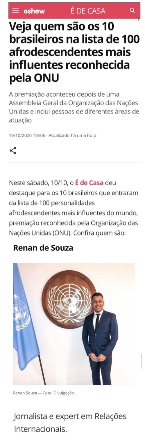 Print de matéria de imprensa sobre Renan de Souza