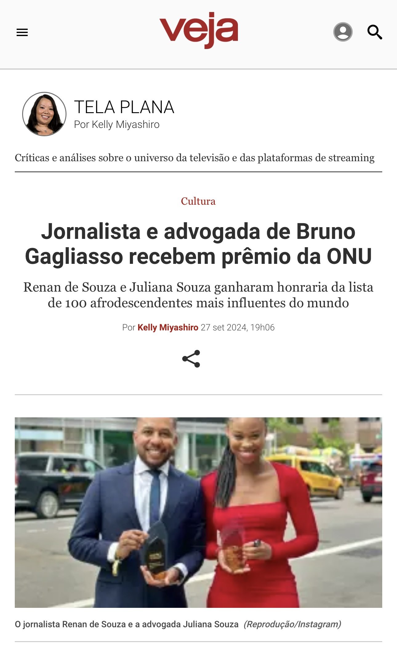 Print de matéria de imprensa sobre Renan de Souza