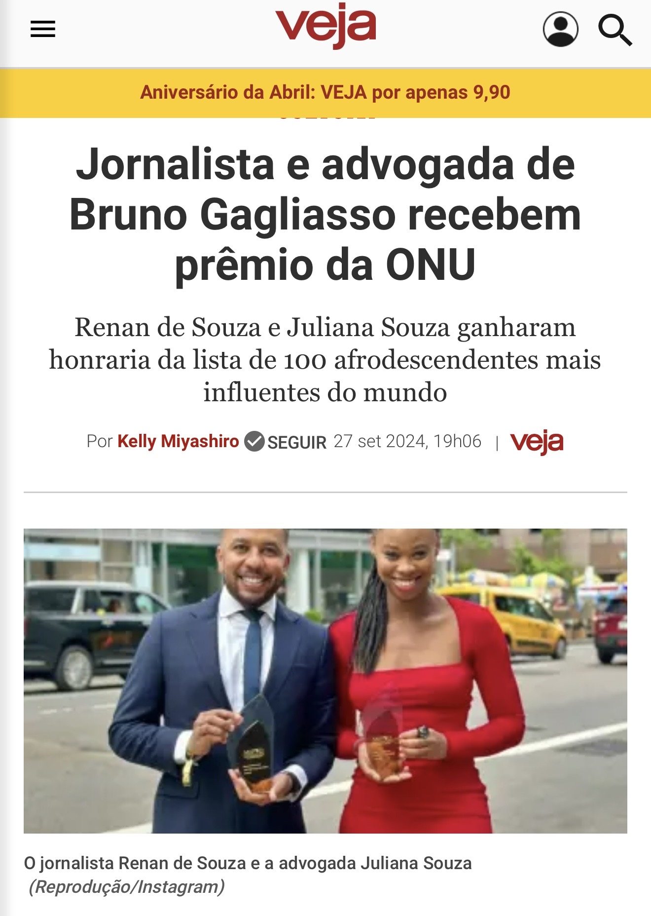 Print de matéria de imprensa sobre Renan de Souza
